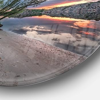 Amazon.com: Designart Sunset at River with Rock-Landscape